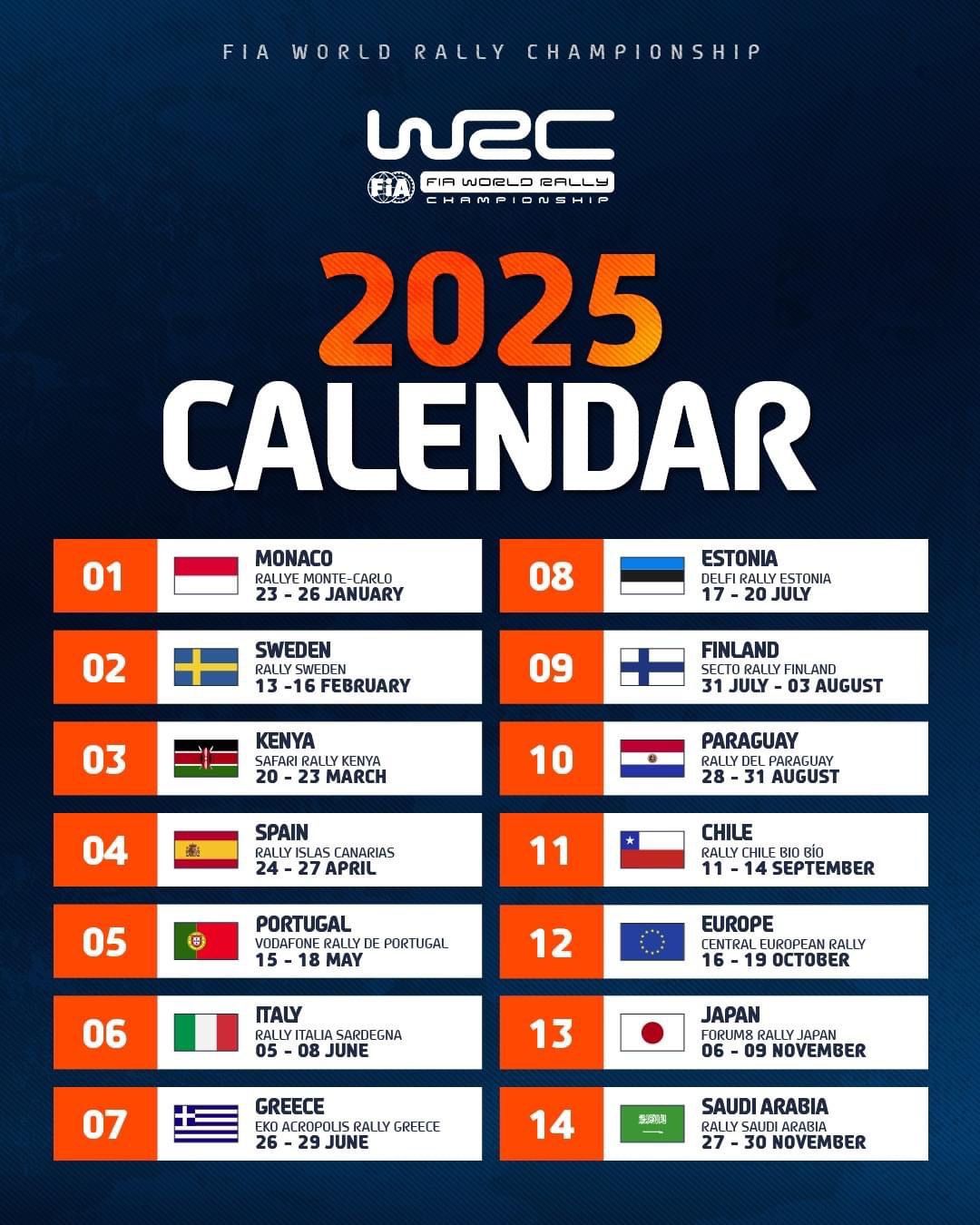 RallyFunJapan | 世界ラリー選手権 WRC 2025 シーズンカレンダー RallyFunJapan | 世界ラリー選手権 WRC 2025 シーズンカレンダー